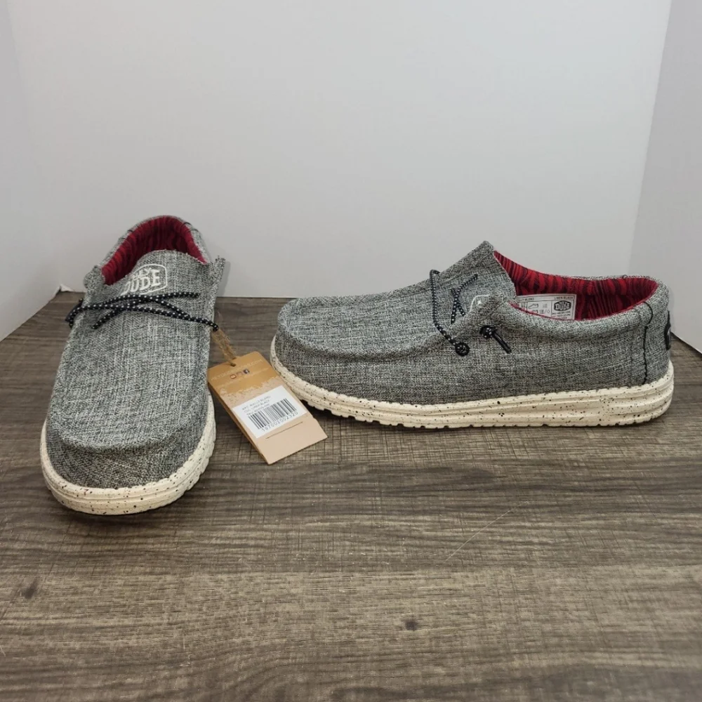 HEYDUDE Unisex Wally Blend Linen Black Casual Comfort Shoe Womens 10 Men's 8